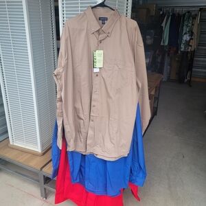 Mens Landmark 2XL Tan, Blue, and Red Button-Up Shirts. "All 3 For 1 Price"